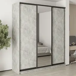 Шафа-купе тридверна MebelStar Стандарт BG 2ДСП/Дзеркало 210x45x240 см Бетон (MBS-8703)
