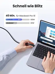 Кабель зарядний UGREEN USB C USB 100 W 5A/20V PD 3.0 2 м White (US562) - мініатюра 3