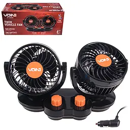 Вентилятор автомобільний Voin подвійний 4" 24V 10W (HX-T308) - мініатюра 3