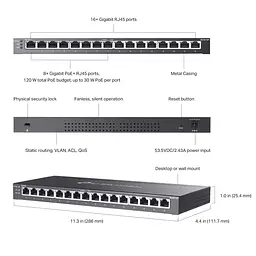 Комутатор TP-Link SG2016P (SG2016P) - мініатюра 6