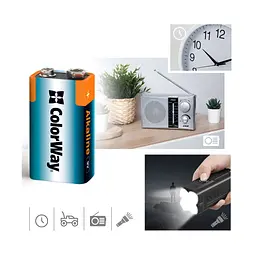 Батарейка ColorWay Крона 6LR61 9V Alkaline Power * 1 (CW-BA6LR61-1BL) - мініатюра 4