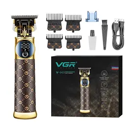 Акумуляторний тример VGR V-942 універсальний тример для стрижки чоловіків із 4 насадками й дисплеєм Коричневий з Чорним