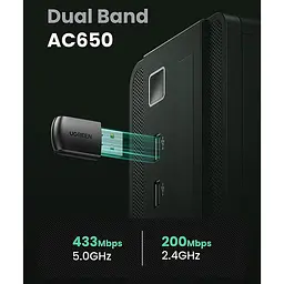 Адаптер Wi-Fi AC650 11ac Dual-Band USB 2.0 (CM448) Ugreen - мініатюра 7