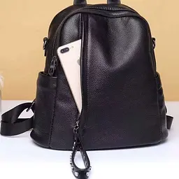 Шкіряний класичний жіночий рюкзак чорний 94083 Tiding Bag - мініатюра 4