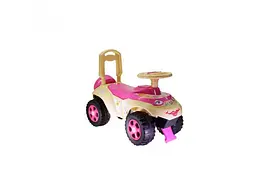 Автомобіль для прогулянок-толокар Doloni Toys з музичним кермом рожево-бежевий