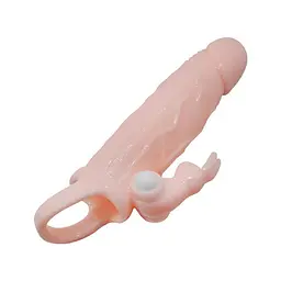 Насадка на пеніс Baile Brave Men Vibro Penis Sleeve 17 см тілесний - мініатюра 3