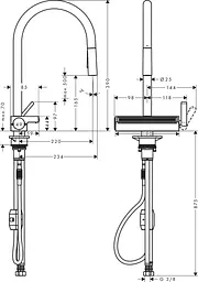 Змішувач Hansgrohe Aquno Select M81 170 3jet кухонний з витяжним виливом 73837000 Хром - мініатюра 8