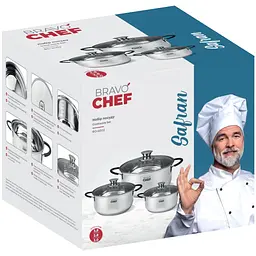 Набір каструль Bravo Chef Safran з кришками 3 шт. (BC-6002) - мініатюра 7