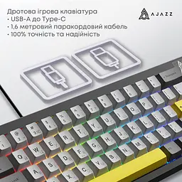 Клавіатура Ajazz AK650 Moon Yellow Switch USB UA Black/Grey/Yellow (AK650-MY-GWY) - мініатюра 8
