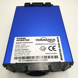 Автоінвертор-перетворювач напруги 12 V-220 V 600 Вт 12 V-220 V 600 W 2 USB Power Inverter Tommatech MS600 - мініатюра 4