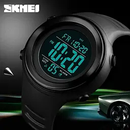 Спортивний чоловічий наручний годинник Skmei 1394 sun (Чорний з чорним) - мініатюра 5