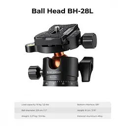 Штатив K&F Concept A234A1+BH-28L – для фото и видео, до 10 кг - мініатюра 5