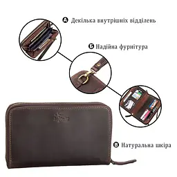 Чоловічий клатч SHVIGEL 11083 шкіряний коричневий - мініатюра 4