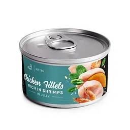 Вологий корм Куряче філе з креветками в желе для кошенят, 70 г