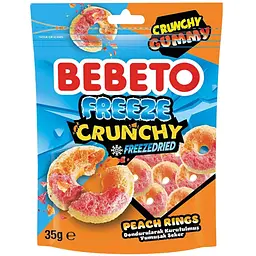 Цукерки-кранчі Bebeto Персикові кільця 35 г