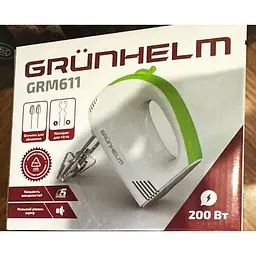 Ручний міксер Grunhelm GRM611 із насадками для замішування тіста 5 швидкостей 200 Вт Білий - мініатюра 6