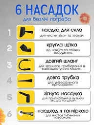 Універсальний пароочисник ручний для прибирання дому 6 в 1 Rainberg парогенератор Пароочисник для меблів для прибирання вікон та автомобіля, відпарювач, парогенератор для прибирання та дезінфекції, парова праска - мініатюра 5