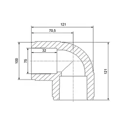 Кутник PPR Blue Ocean 75, 90° SD00009977 - мініатюра 1