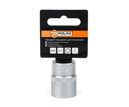 Головка торцева автомобільна шестигранна 21 мм, 1/2", Polax (25-093) - мініатюра 2