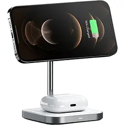 Бездротовий зарядний пристрій Satechi Magnetic Wireless Charging Stand Aluminum 2 in 1 Space Gray (ST-WMCS2M) - мініатюра 4