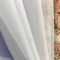 Коротка фіранка з атласу та шифону з кавовими квітами на тасьмі 1,8м на 4м ALBO pbe0052789 - мініатюра 2
