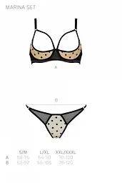 Еротичний комплект Passion MARINA SET WITH OPEN BRA, S/M, beige, відкриті чашки - мініатюра 5