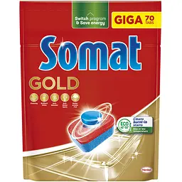 Набір: Таблетки для посудомийної машини Somat Gold 70 шт. + Подарунок. Сіль для посудомийних машин Somat Потрійна дія 1.5 кг - мініатюра 3