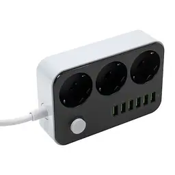 Мережевий фільтр живлення ColorWay CW-CHЕ36B, 3 розетки/6USB Black 1.8M (CW-CHE36B) - мініатюра 3