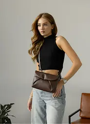 Жіноча сумка через плече Sambag Rose шоколадна 23 х 17 х 4.5 см (94200020)