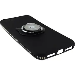 Чохол-накладка Shengo Soft-touch holder TPU Case iPhone 5/5S/SE Black - мініатюра 2