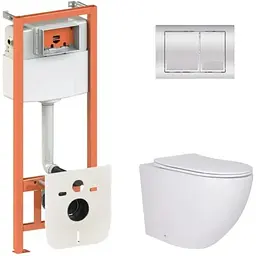 Набір Q-tap Nest 4 в 1 підвісний унітаз Robin 520x365x365 + комплект інсталяції QT13332381AW47498