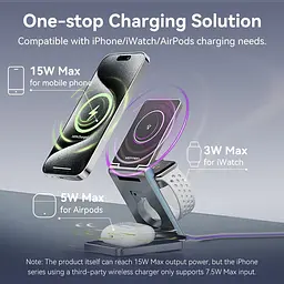 Зарядний пристрій 15W 3-in-1 Magnetic Wireless Fast Charger Сірий Vention - мініатюра 7