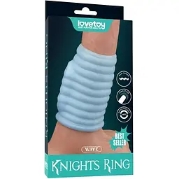 Насадка на пеніс з вібрацією Lovetoy Knights Ring Vibrating Wave 10 см блакитний