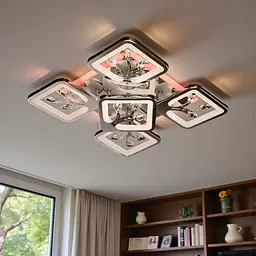 Дизайнерська стельова LED-люстра для вітальні Diasha S8157/4+1HR LED 3color — хром, 90 Вт, 43×43 см - мініатюра 2