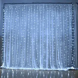 Гірлянда штора Водоспад 3х2.6 м 320 LED (прозорий шнур з перехідником) Білий світ