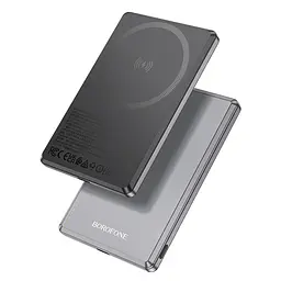 Зовнішній акумулятор Borofone BJ50 5000mAh 20W магнітний з функцією бездротової зарядки сірий - мініатюра 2