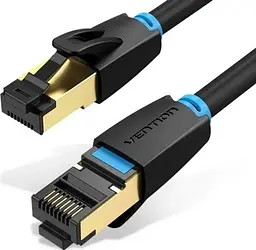 Патч-корд 10м, S/FTP cat 8 RJ-45 black Vention (IKABL)