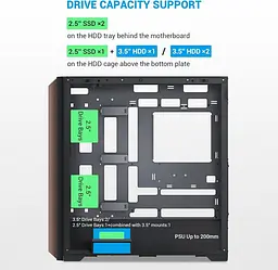 Корпус SAMA Z60 без БЖ (Z60-BKAWA4X1-GL) Black - мініатюра 8