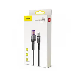 Кабель Baseus Cafule HW Quick Charging Data cable For Type-C 40W 1m Gray Black - мініатюра 2