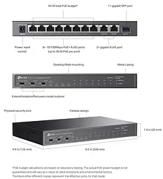 Комутатор TP-Link 8-портовий 10/100 Мбіт/с із PoE+ , TL-SL1311P (TL-SL1311P) - мініатюра 7