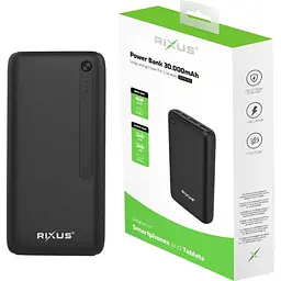 Зовнішній акумулятор Rixus RXPB38B 30000mAh 22.5W Black [154127] - мініатюра 4