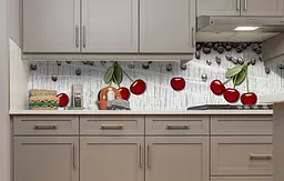 Кухонний фартух Вишні і Кава вінілова наклейка для кухні червоні Ягоди Сірий 60х200 см Happy Pocket Z181308 - мініатюра 4