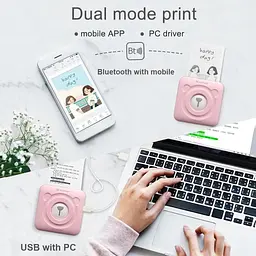 Портативний bluetooth термопринтер для смартфона PeriPage A6, рожевий (100336) - мініатюра 6