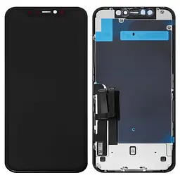 Дисплей для iPhone 11, чорний, із рамкою, , із пластиками камери та давача наближення, із захисним екраном дисплея, (TFT), YOUDA