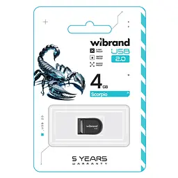 USB флеш накопичувач Wibrand 4GB Scorpio Black USB 2.0 (WI2.0/SC4M3B) - мініатюра 2