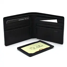 Чоловіче шкіряне портмоне чорне матове GRANDE PELLE 10х10х2 см acs0032088 - мініатюра 6
