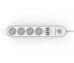 Мережевий фільтр-подовжувач Prologix Premium PRSE4432W 4 розетки 4 USB 2 м - мініатюра 3