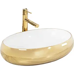 Умивальник Rea Melania white/gold накладний REA-U1050, Золотий
