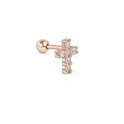 Сережка для хеліксу з червоного золота Хрестик (з40102)