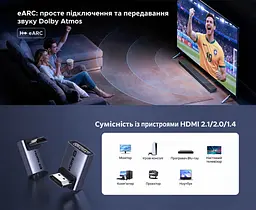 HDMI-перехідники UGREEN HD189 2.1 кутові 90°/270° 8K 60 Гц 2 шт. сірі (85632) - мініатюра 7